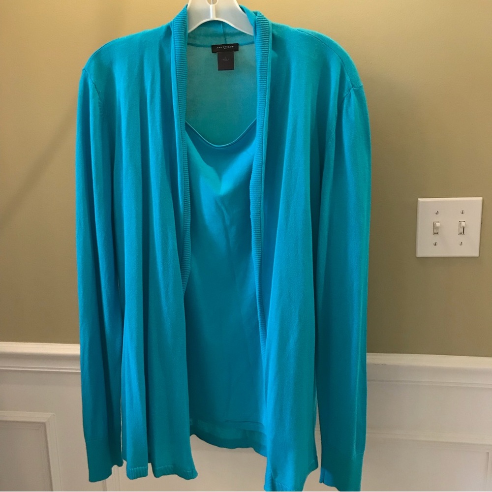 Ann Taylor Sweater Combo, Bright Turquoise, Size Large.